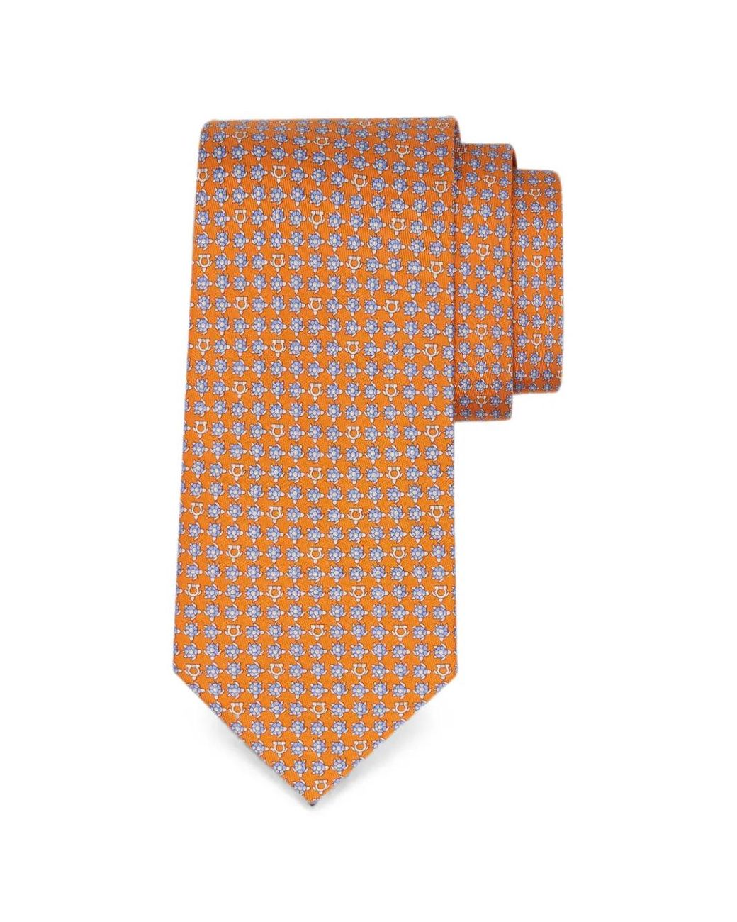 Ferragamo White Turtles-Print Silk Tie for men