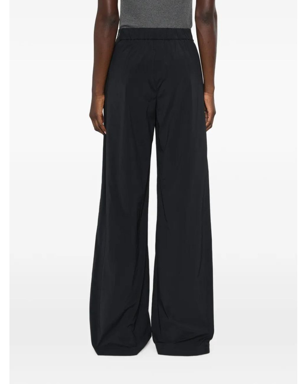 Herno Black Elasticated Wide-Leg Trousers