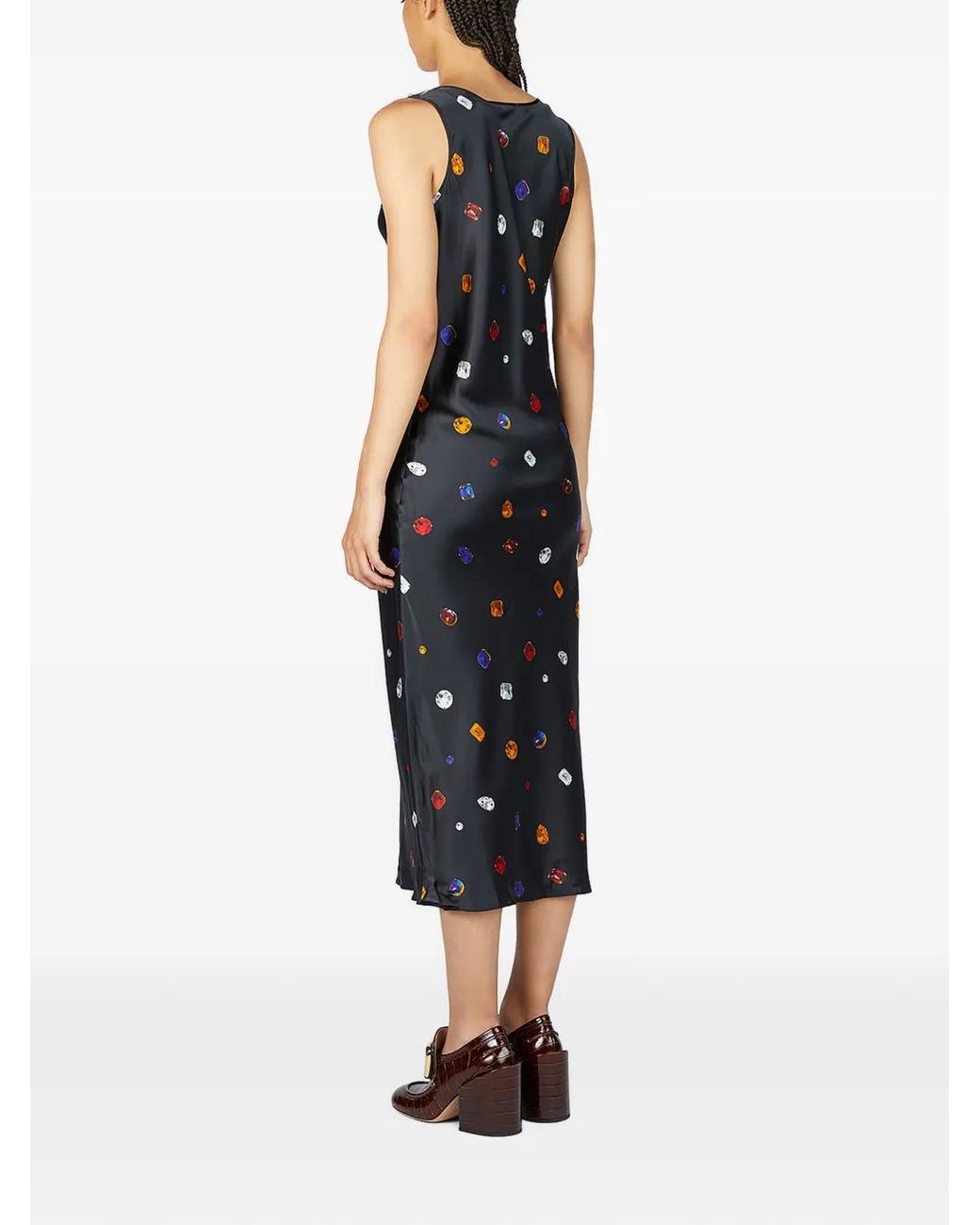Sportmax Blue Printed Sleeveless Dress