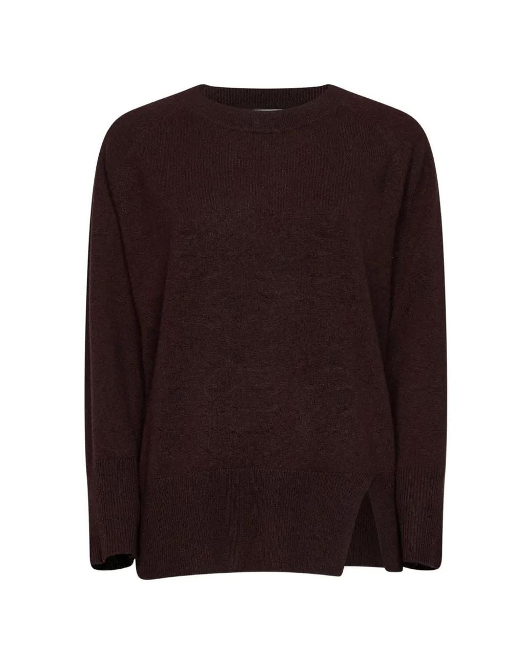Kaos Brown Long-Sleeve Side-Slit Sweater