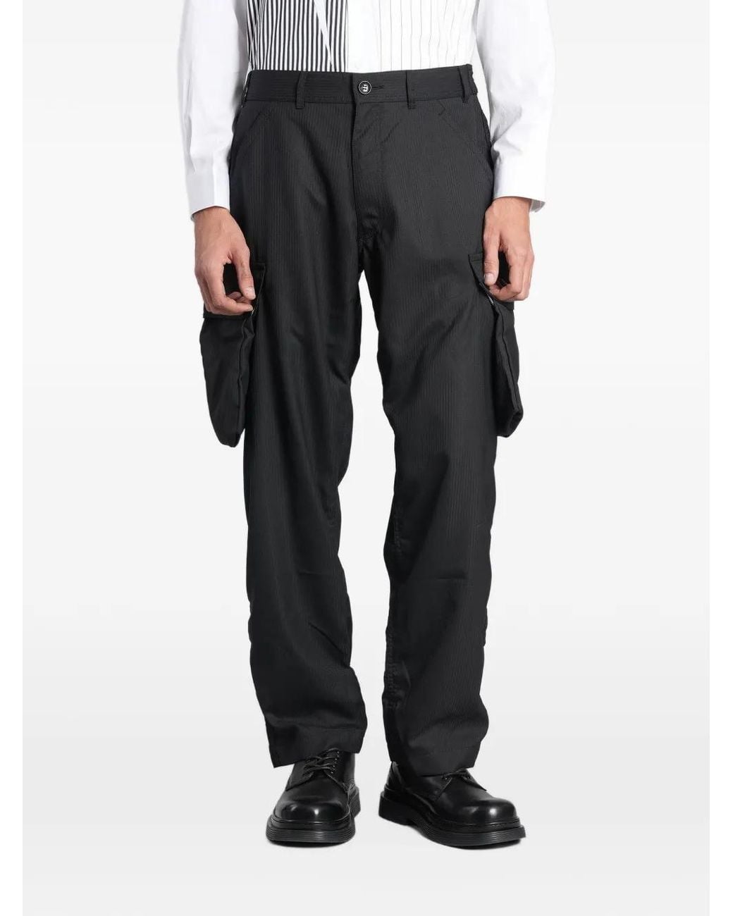 Comme des Garçons Black Derby-Stripe Cargo Pants for men