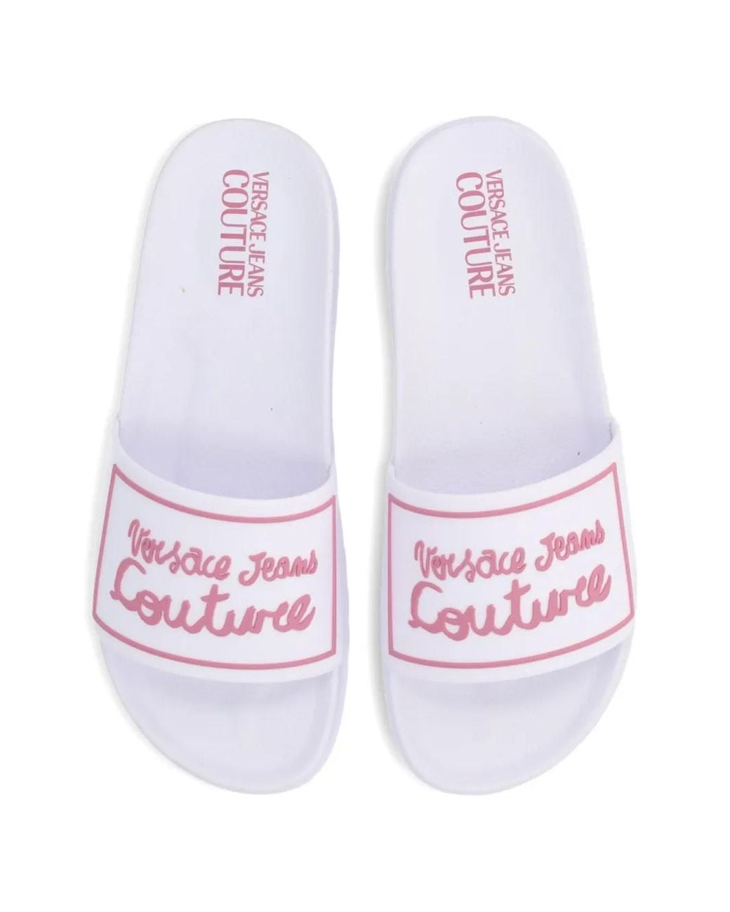 Versace Jeans Couture White Shelly Logo-Detail Sandals