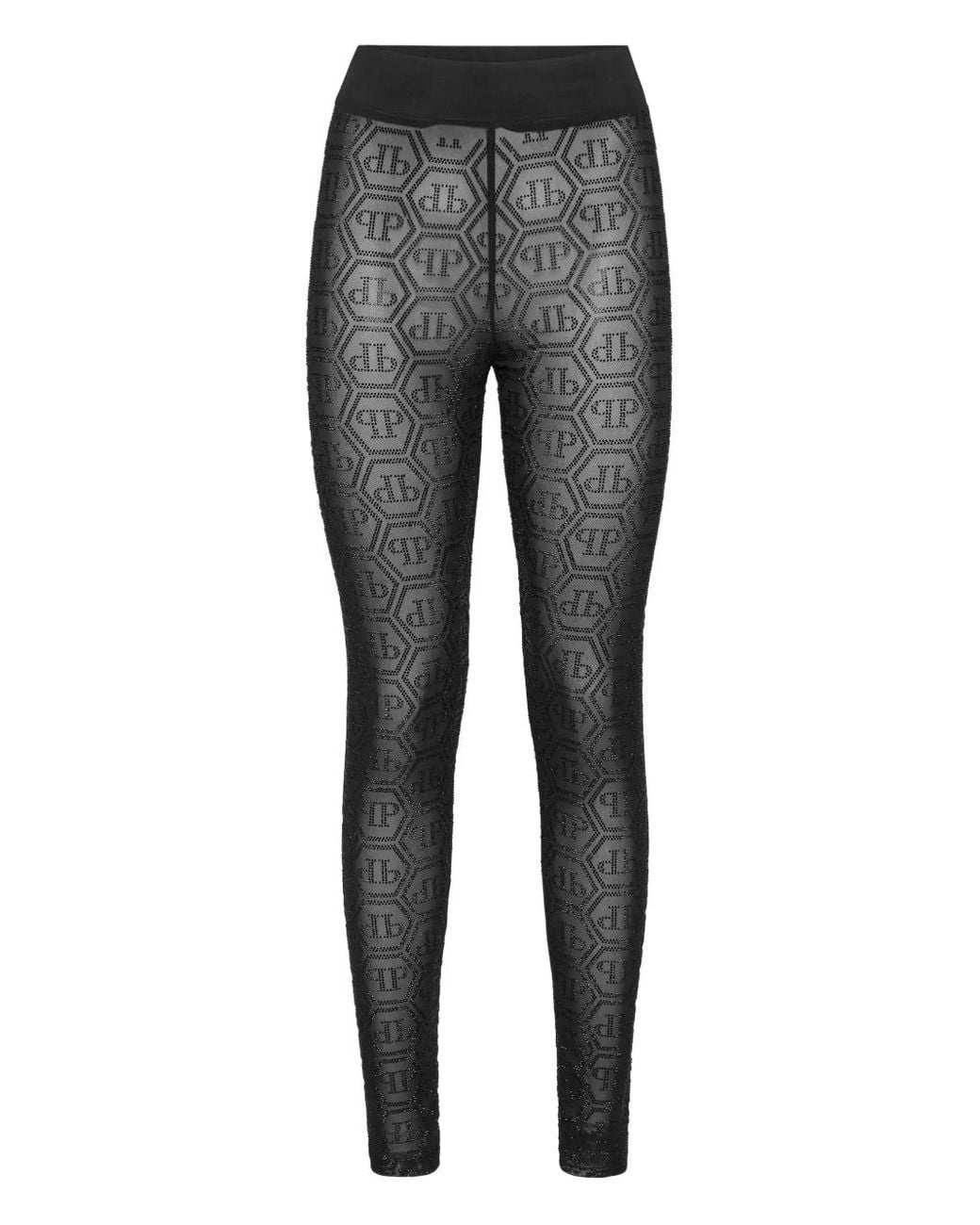 Philipp Plein Gray Legging En Tulle À Motif Monogrammé