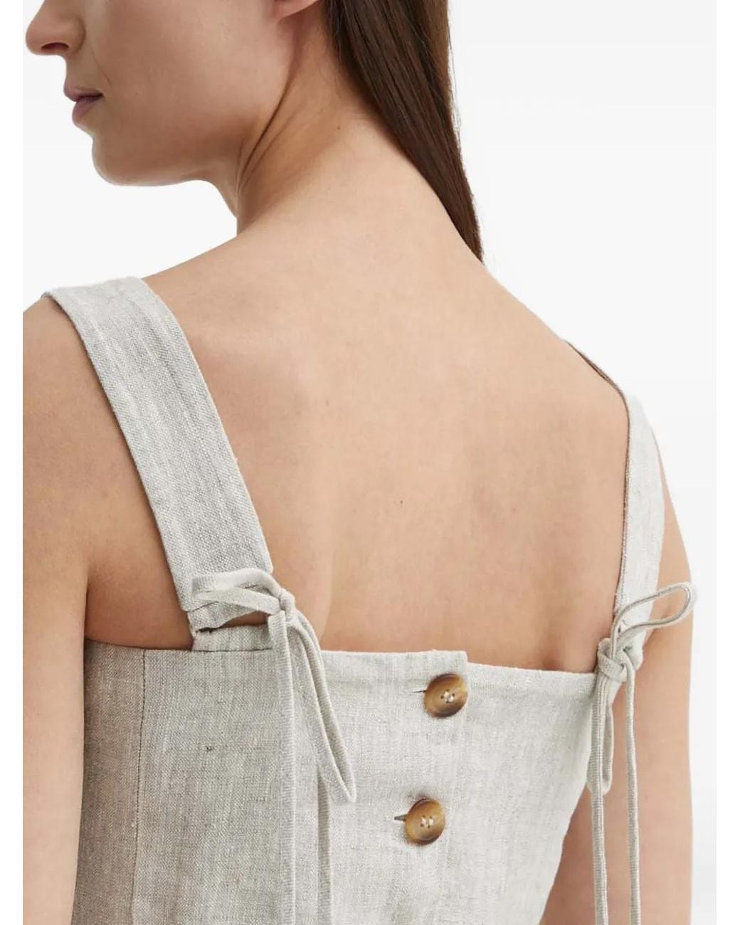 Alohas White Button-Fastening Square-Neck Top
