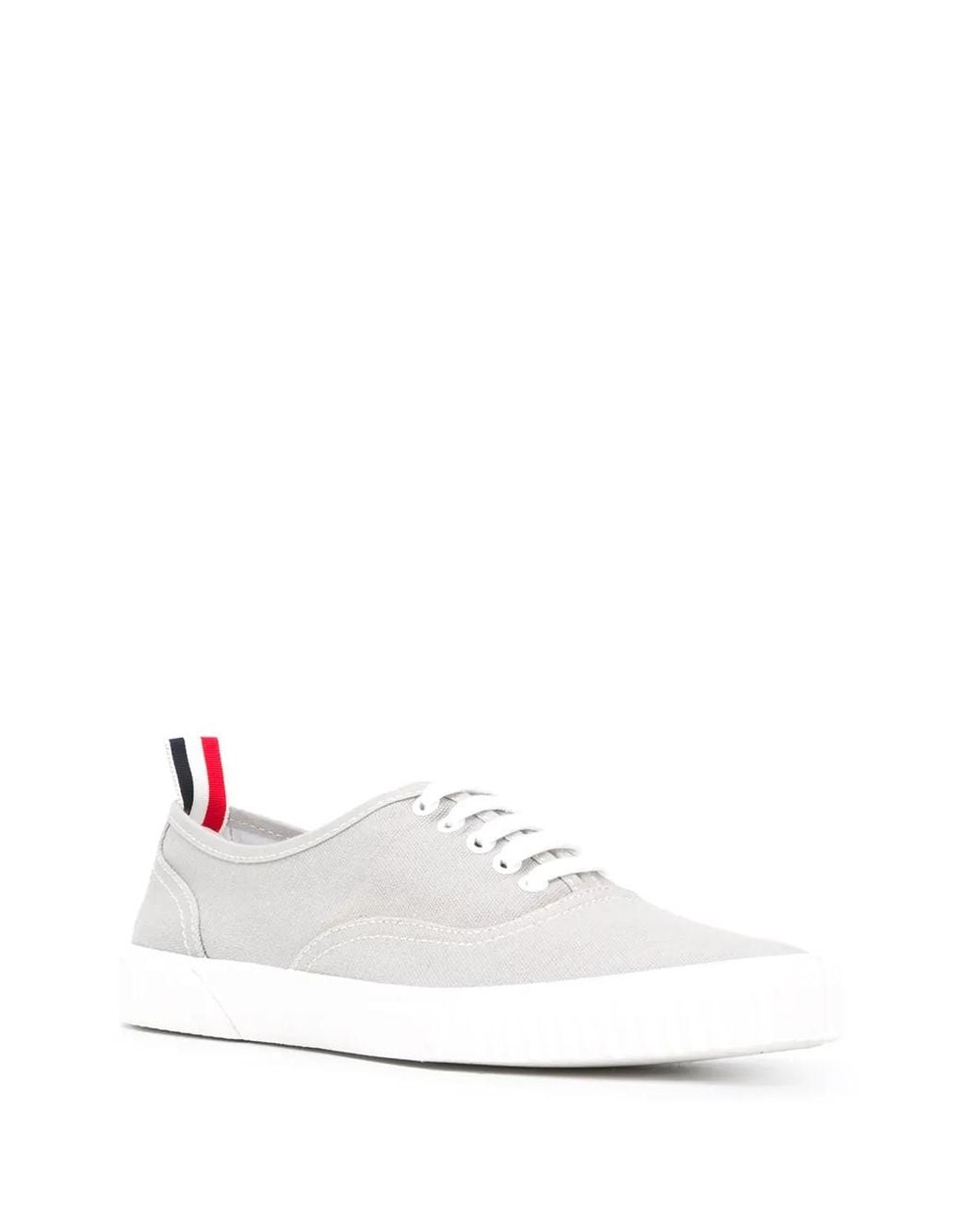 Thom Browne White Canvas Heritage Sneakers With Vulcanized Soles Sneakers for men
