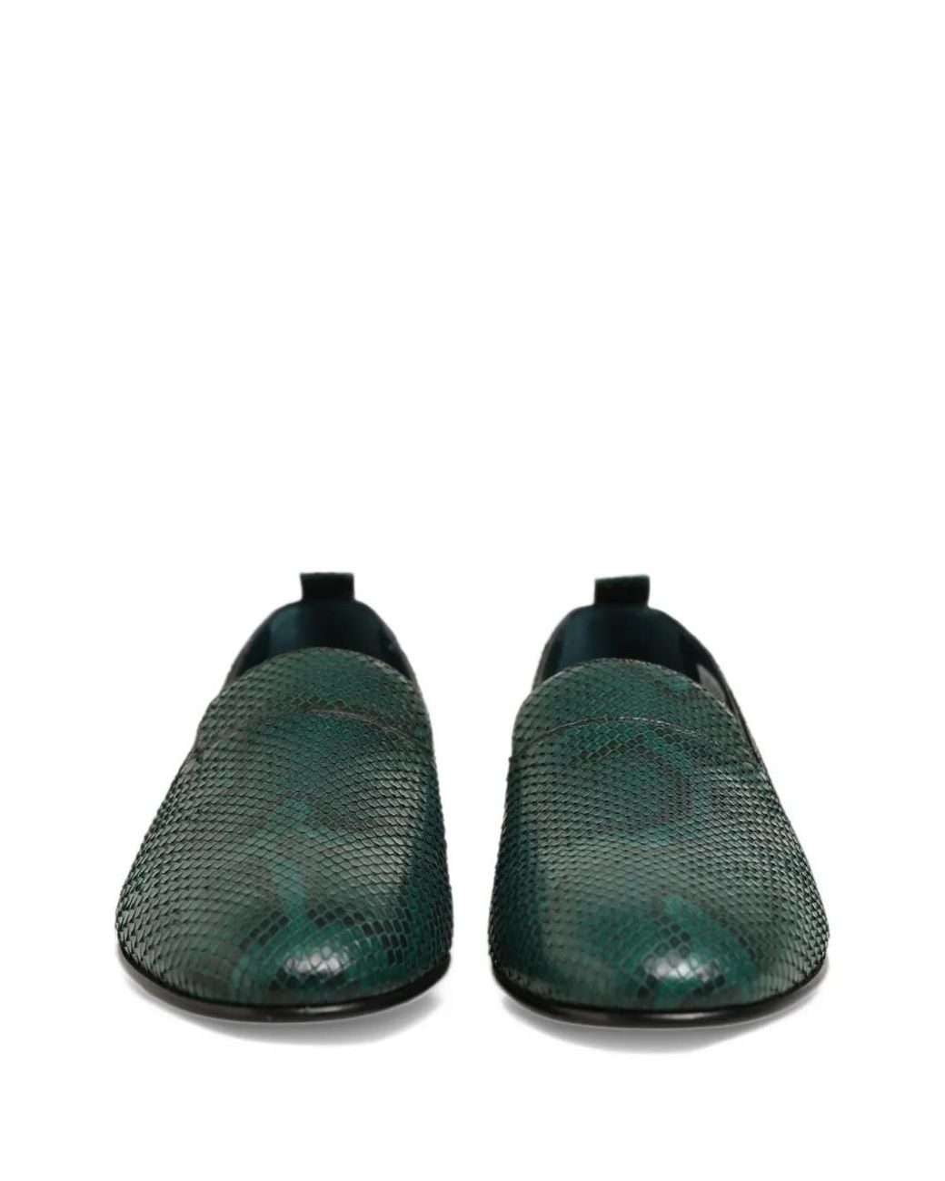 Dolce & Gabbana Green Snakeskin-Effect Loafers for men