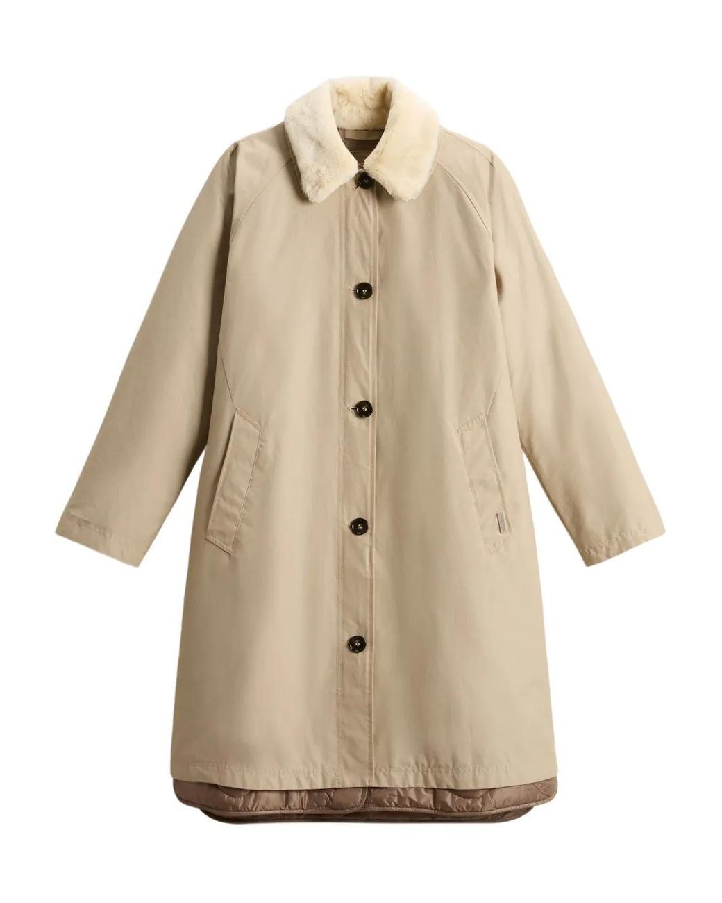 Woolrich Natural Faux-Fur Collar Coat