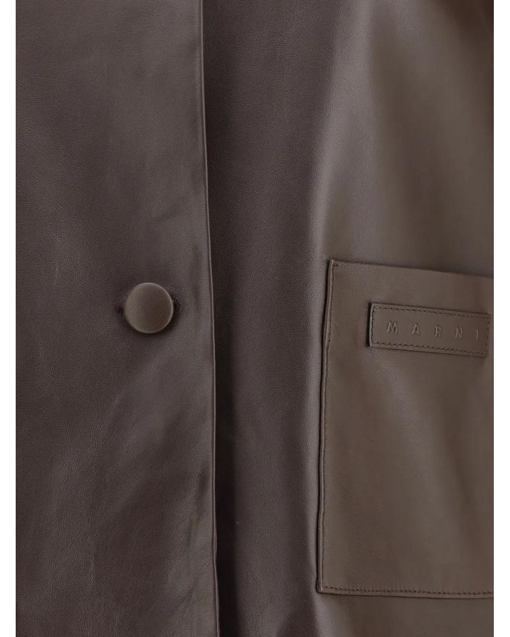 Marni Brown Shearling-Collar Jacket