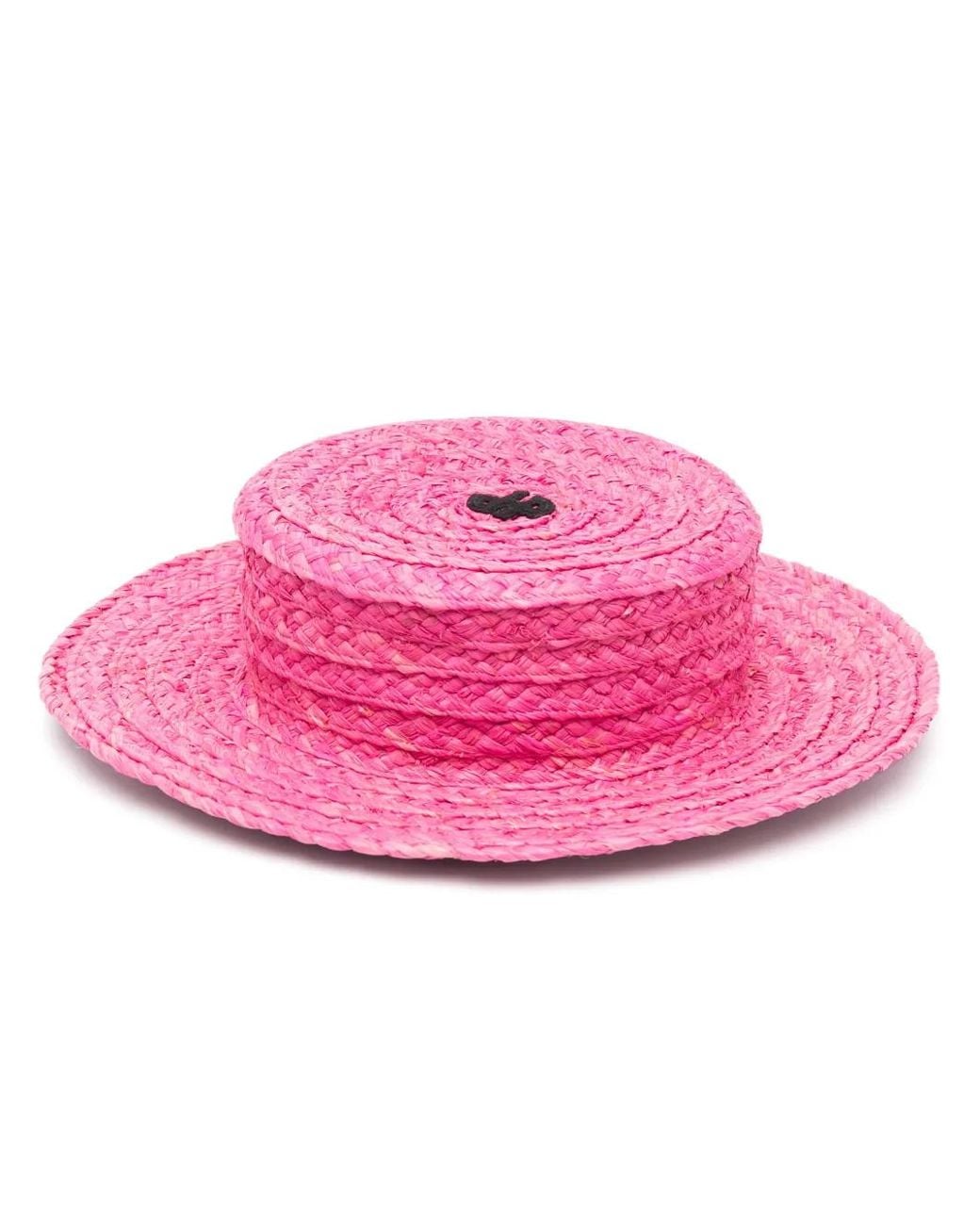 Patou Pink Two-Tone Raffia Boater