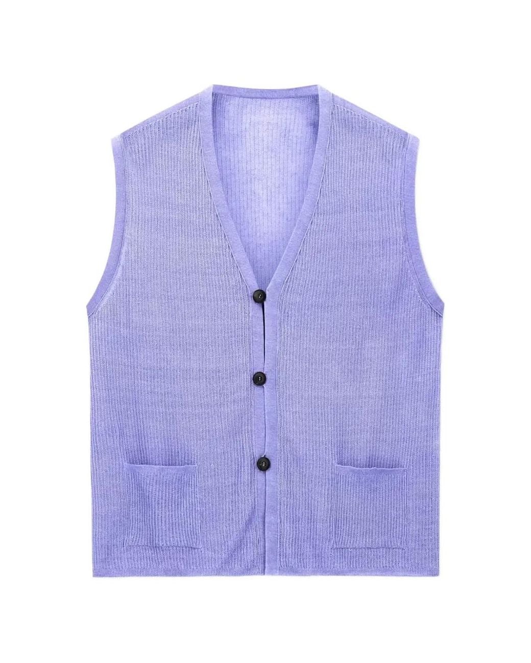 Giorgio Armani Purple Ribbed-Knit V-Neck Vest for men