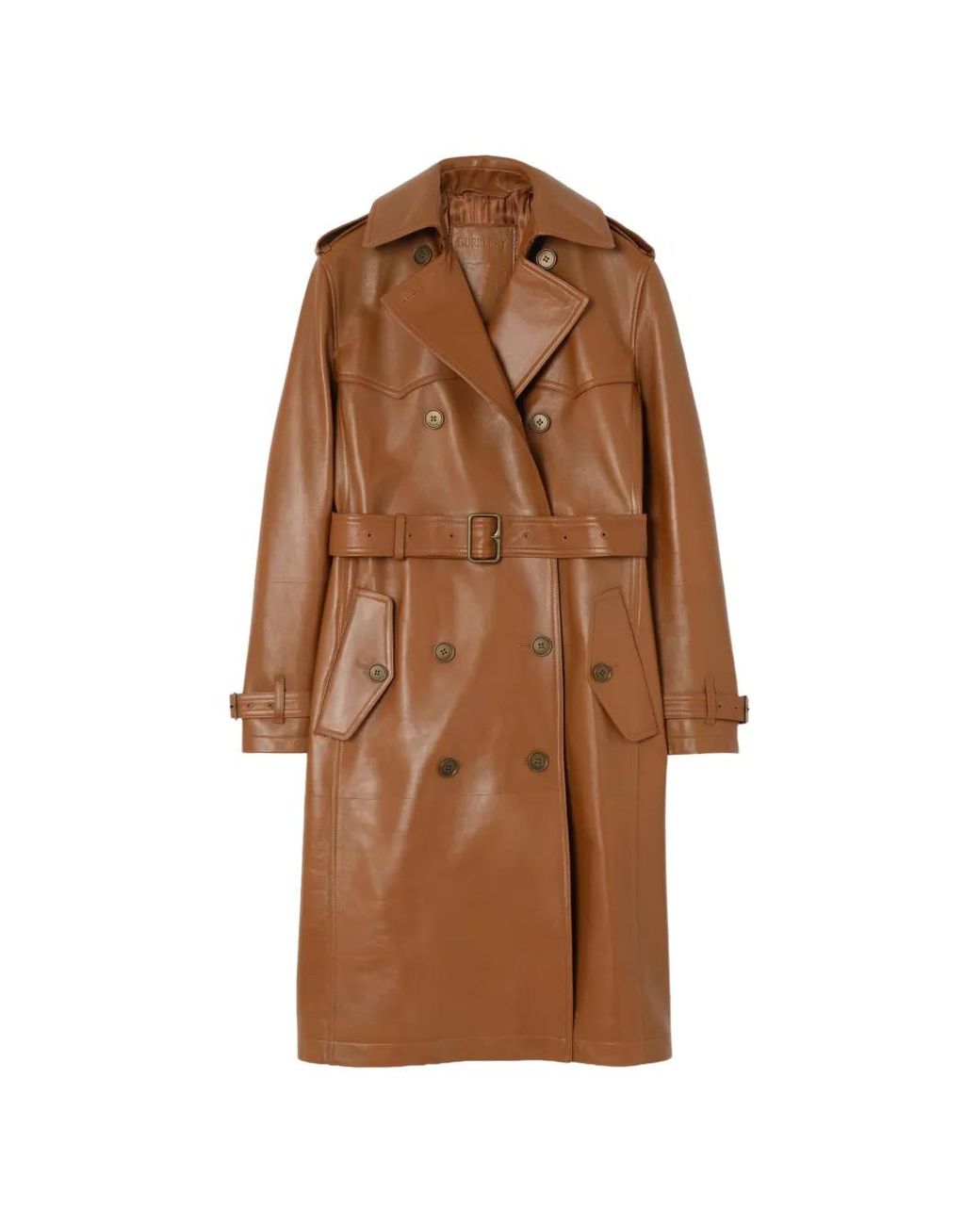 Burberry Brown Long Leather Foxfield Trench Coat