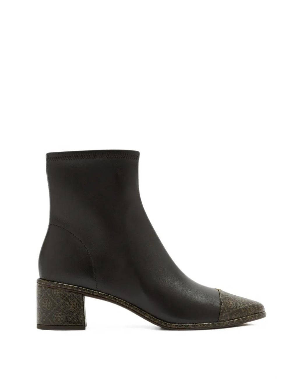 Tory Burch Black T-Monogram Cap-Toe Ankle Boots