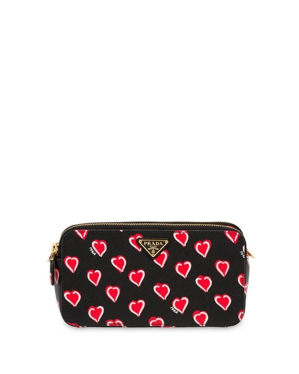 Prada Heart Print Mini Shoulder Bag in Black Lyst