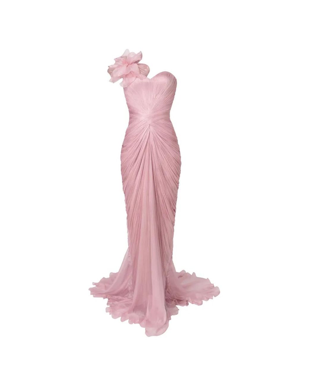IRIS SERBAN Pink Elisabeth Flower-Detail Ruched Maxi Dress