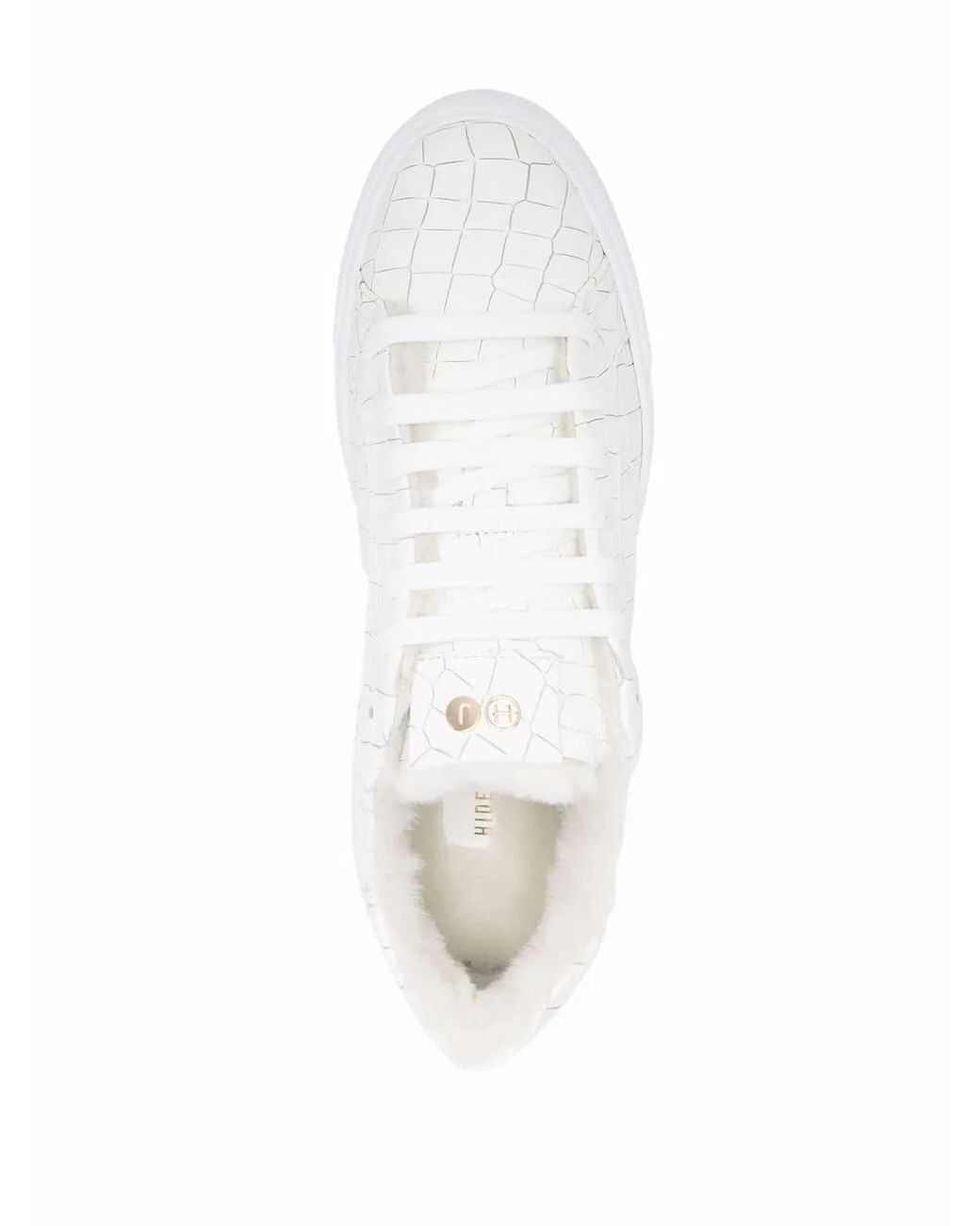 HIDE & JACK White Crocodile-Effect Low-Top Sneakers for men