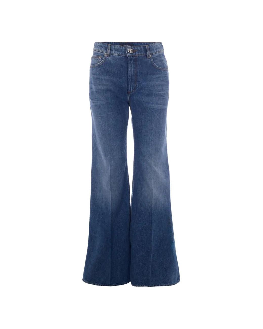 Sportmax Blue Logo-Patch Flared-Leg Jeans