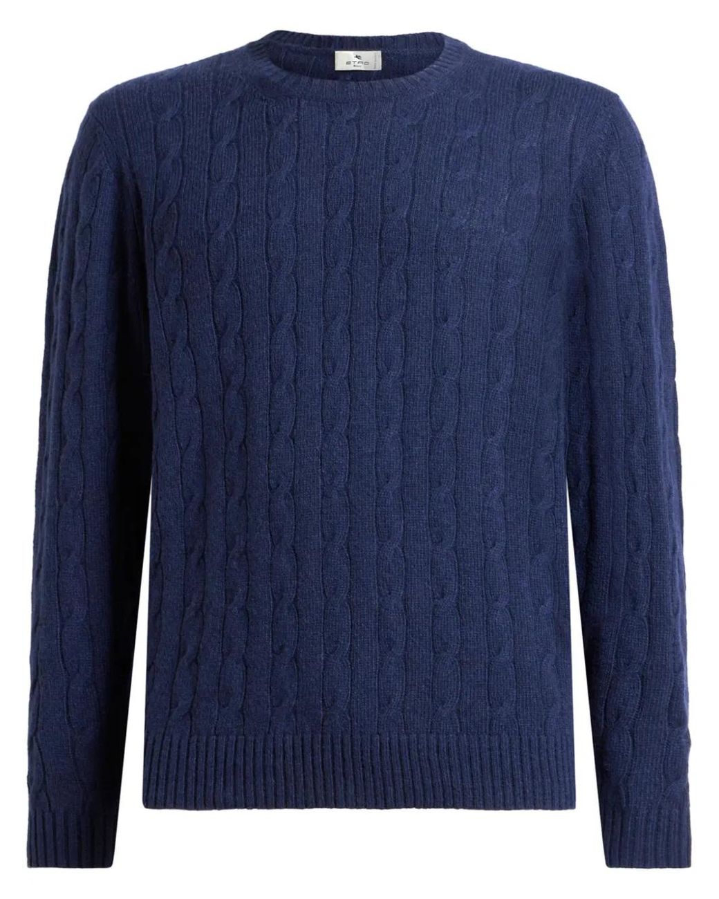 Etro Blue Cable-Knit Cashmere Sweater for men