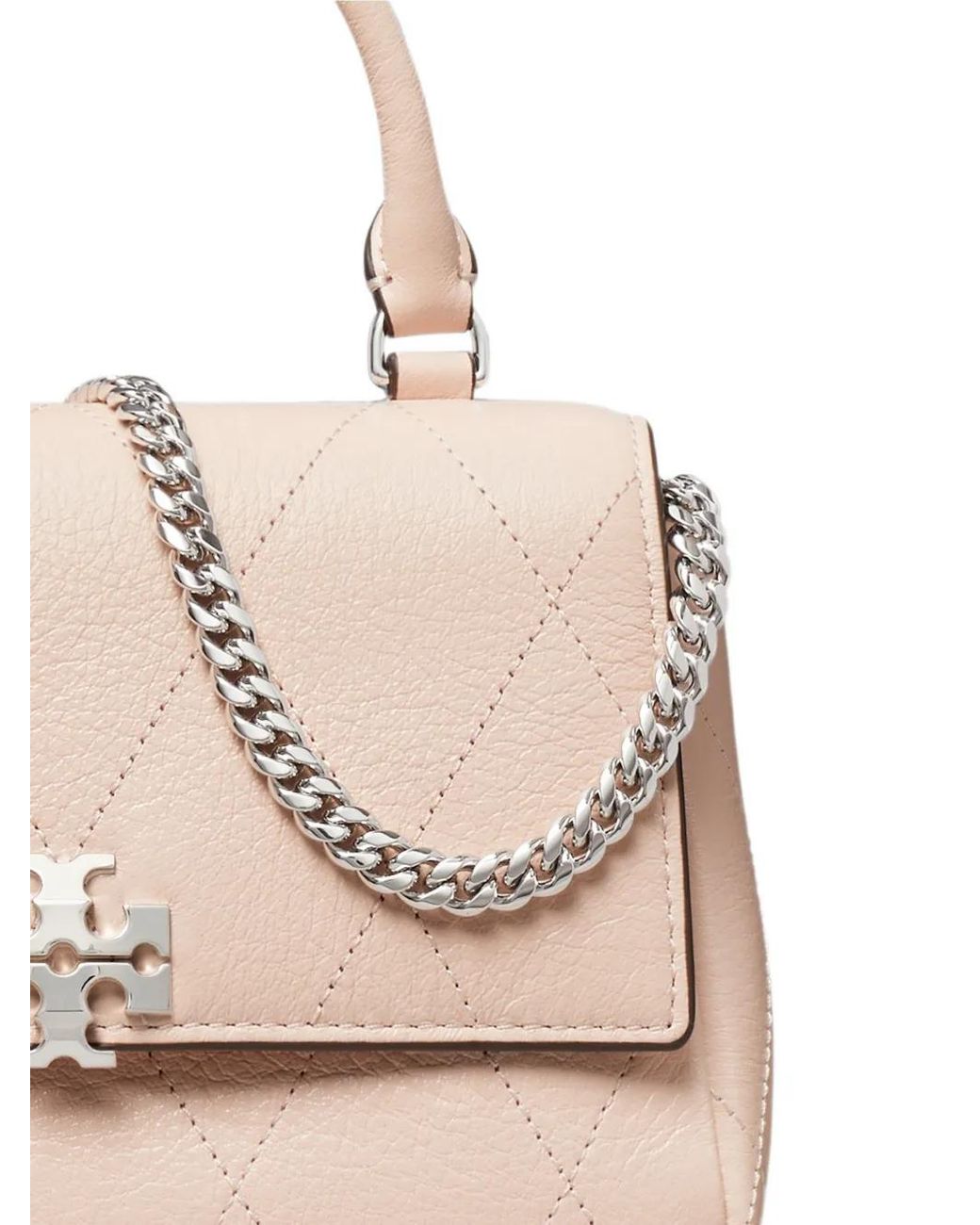 Tory Burch Natural Mini Charlie Quilted Shoulder Bag