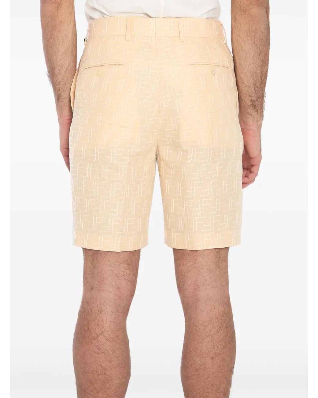 Fendi Natural Ff-Jacquard Bermuda Shorts for men