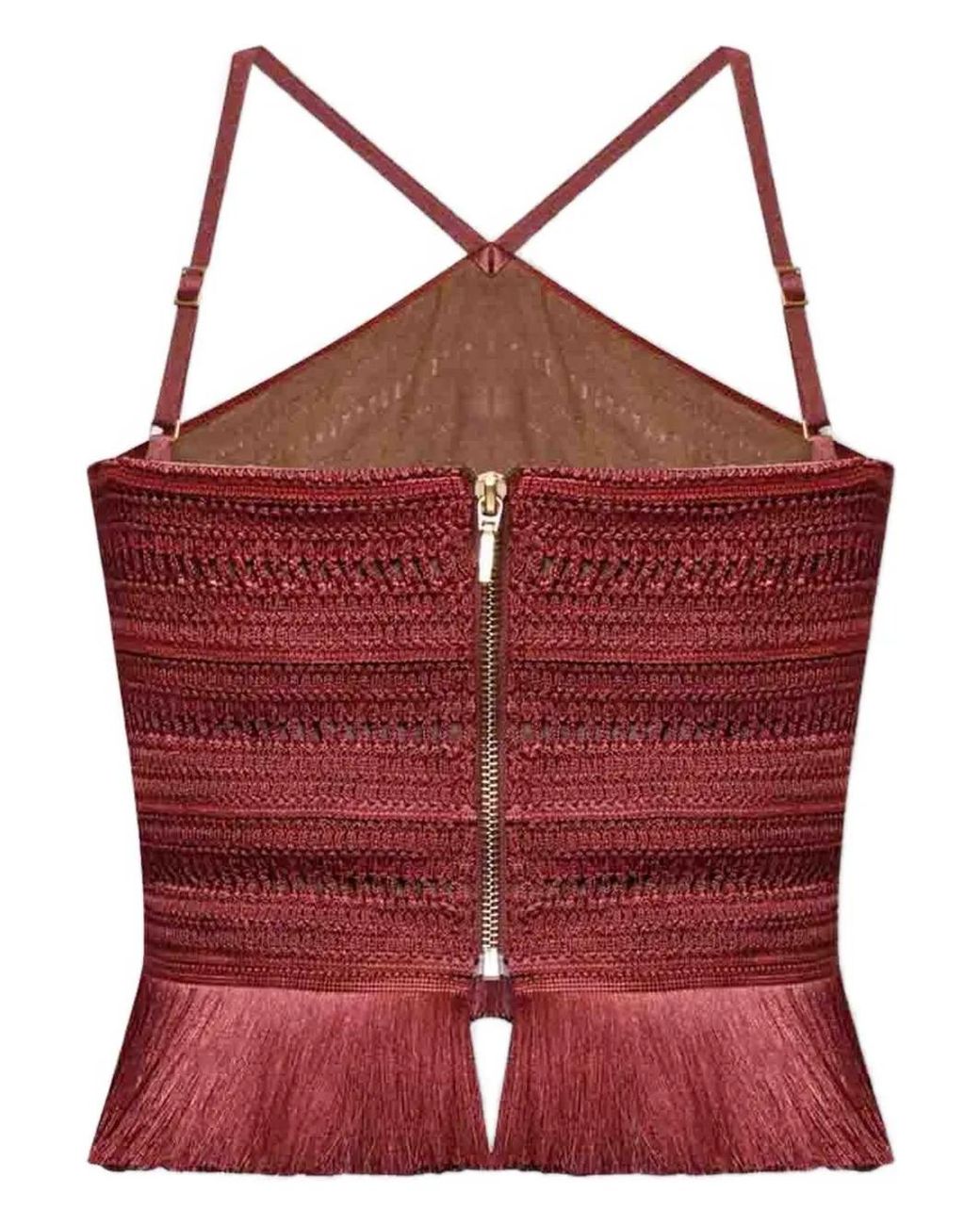 PATBO Red X Camila Coelho Amber Fringed Top