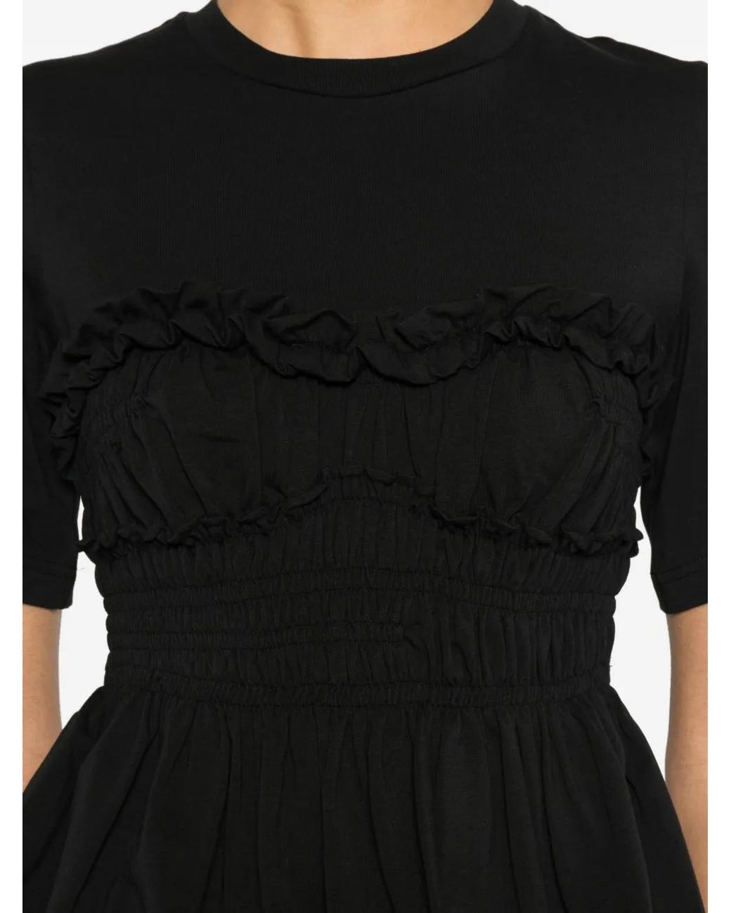 CECILIE BAHNSEN Black Ruffled Top