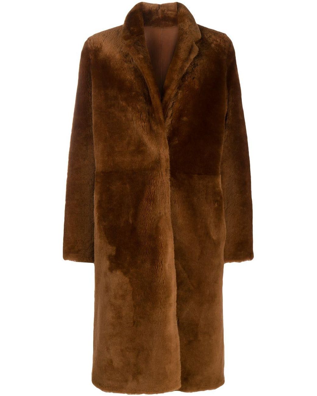 Yves Salomon Lamb Fur Coat in Brown - Lyst