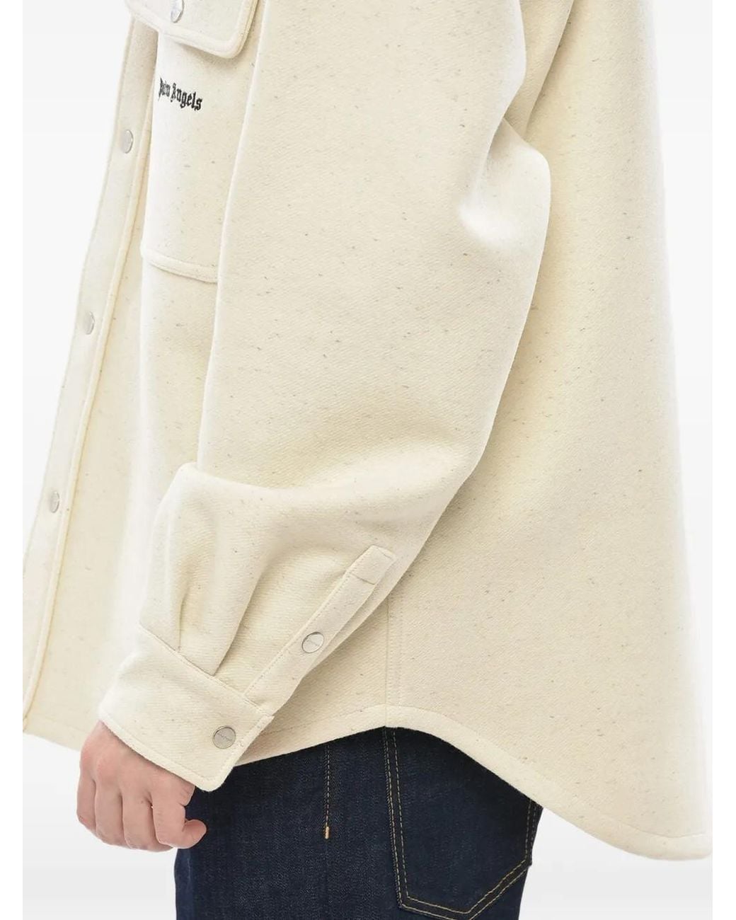 Palm Angels Natural Logo-Embroidered Buttoned Shirt Jacket for men