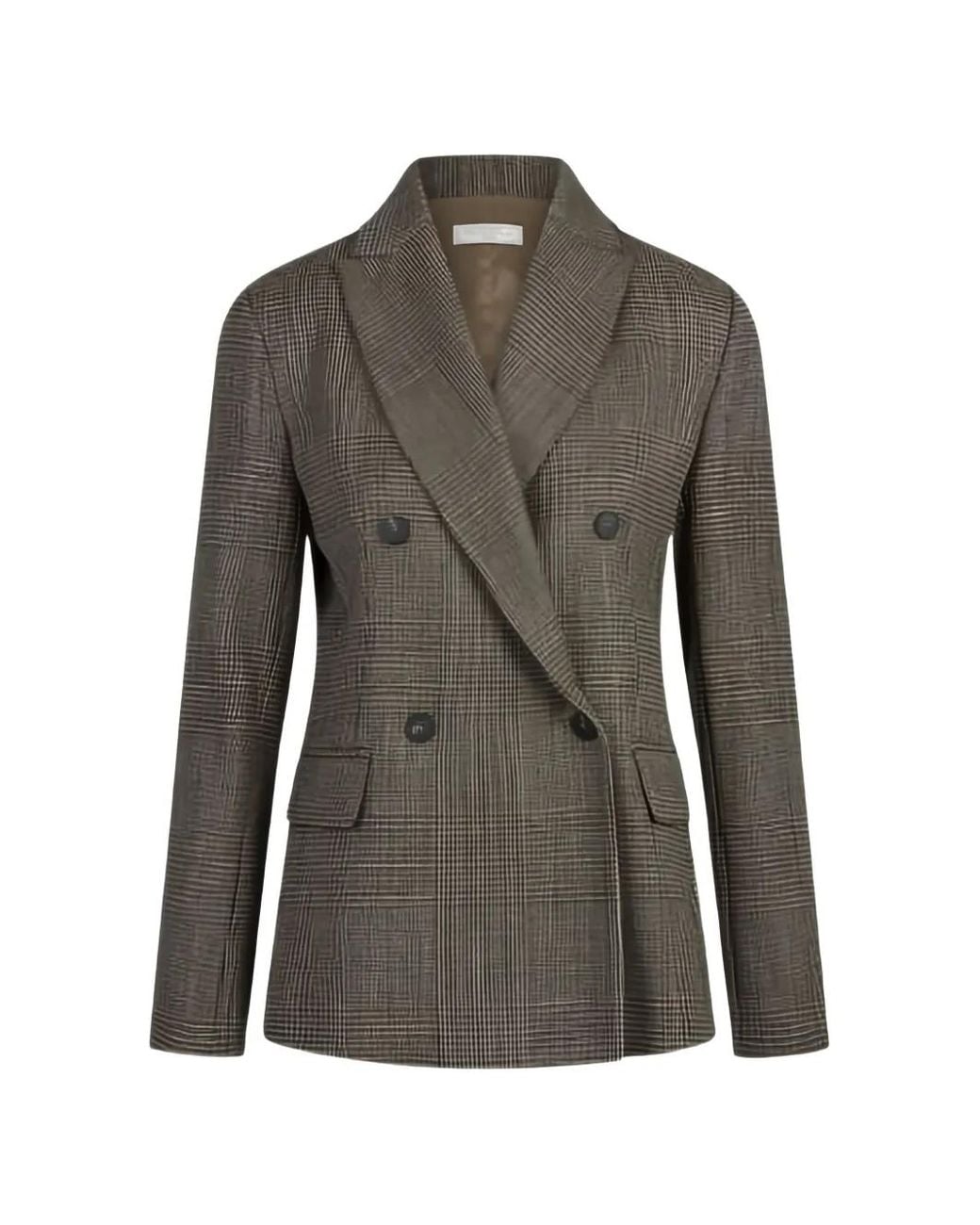Antonelli Gray Prince-Of-Wales Checked Double-Breasted Blazer