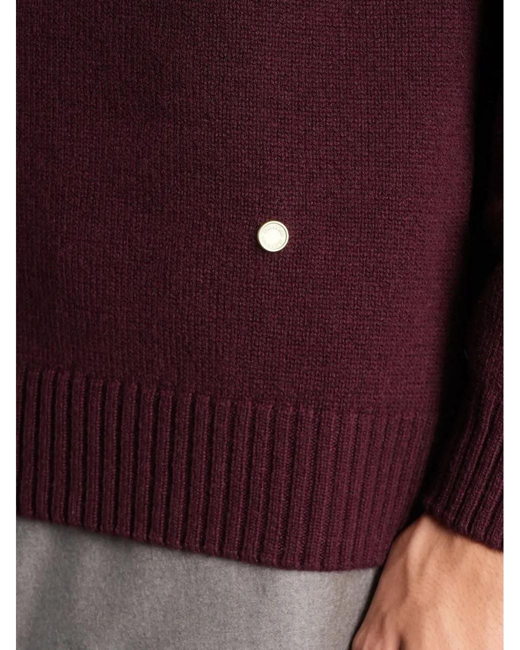 Grayed Purple Long-Sleeve Knitted Polo Shirt for men