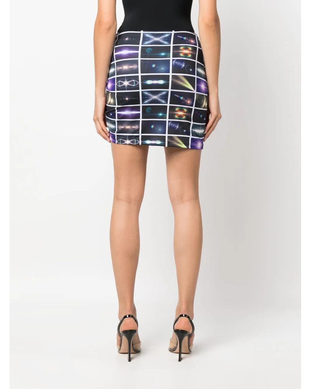 Maisie Wilen Blue Graphic-Print Ruched Miniskirt