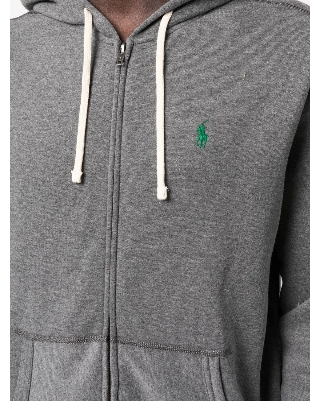 Polo Ralph Lauren Gray Cotton-Blend Front-Zip Hoodie for men