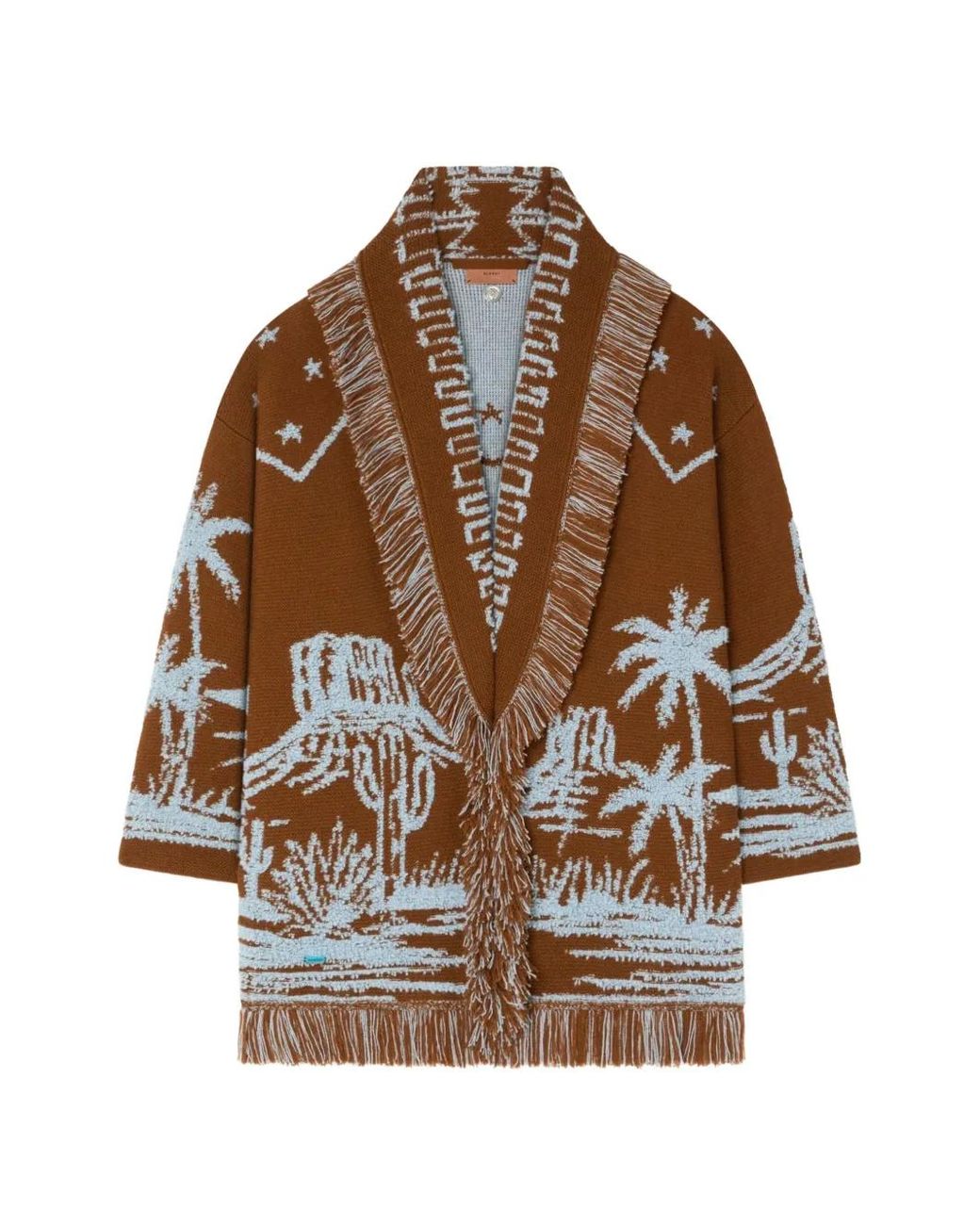 Alanui Brown Canyon Spirit Jacquard-Knit Cardigan