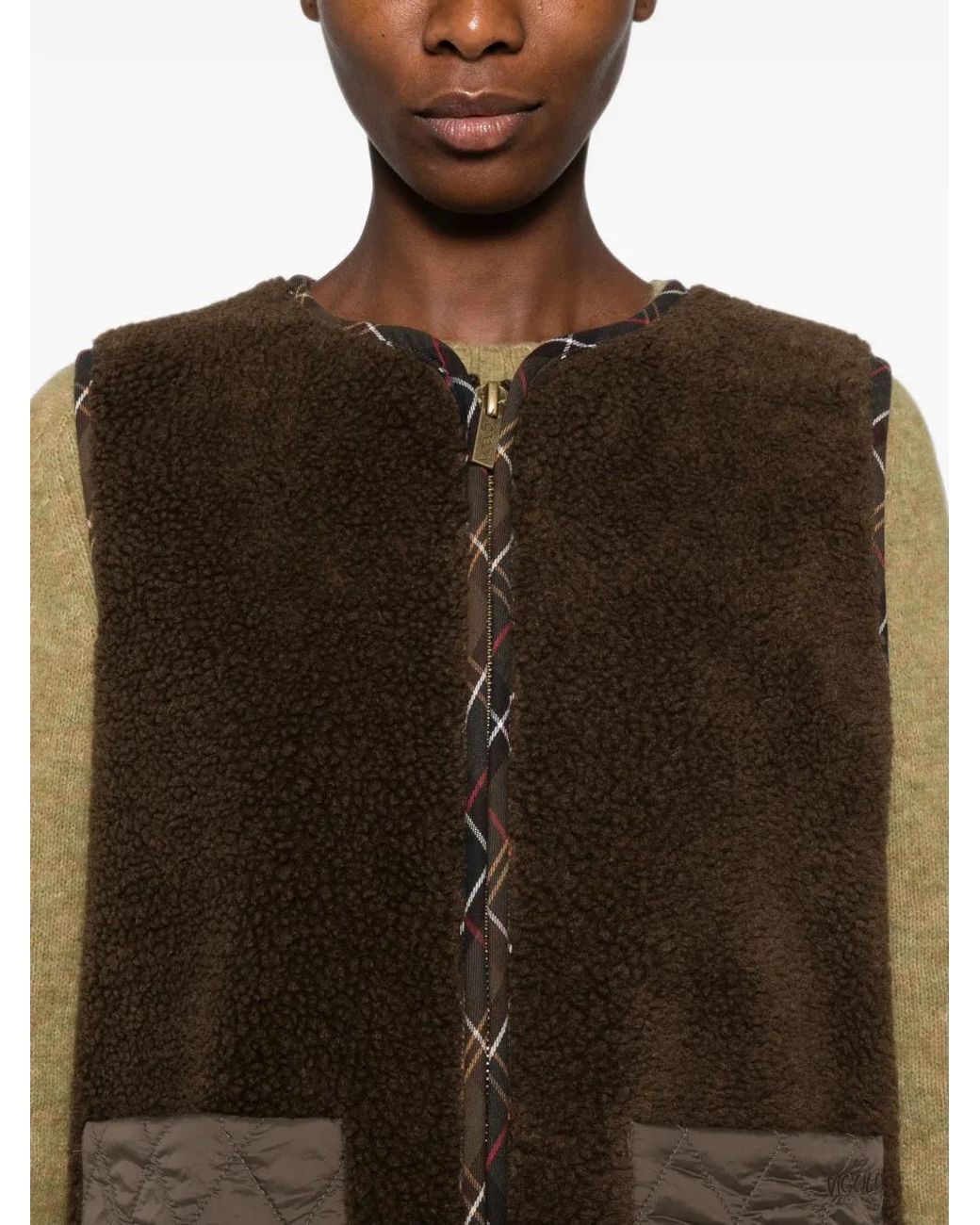 ViCOLO Brown Quilted-Pocket Teddy-Texture Gilet