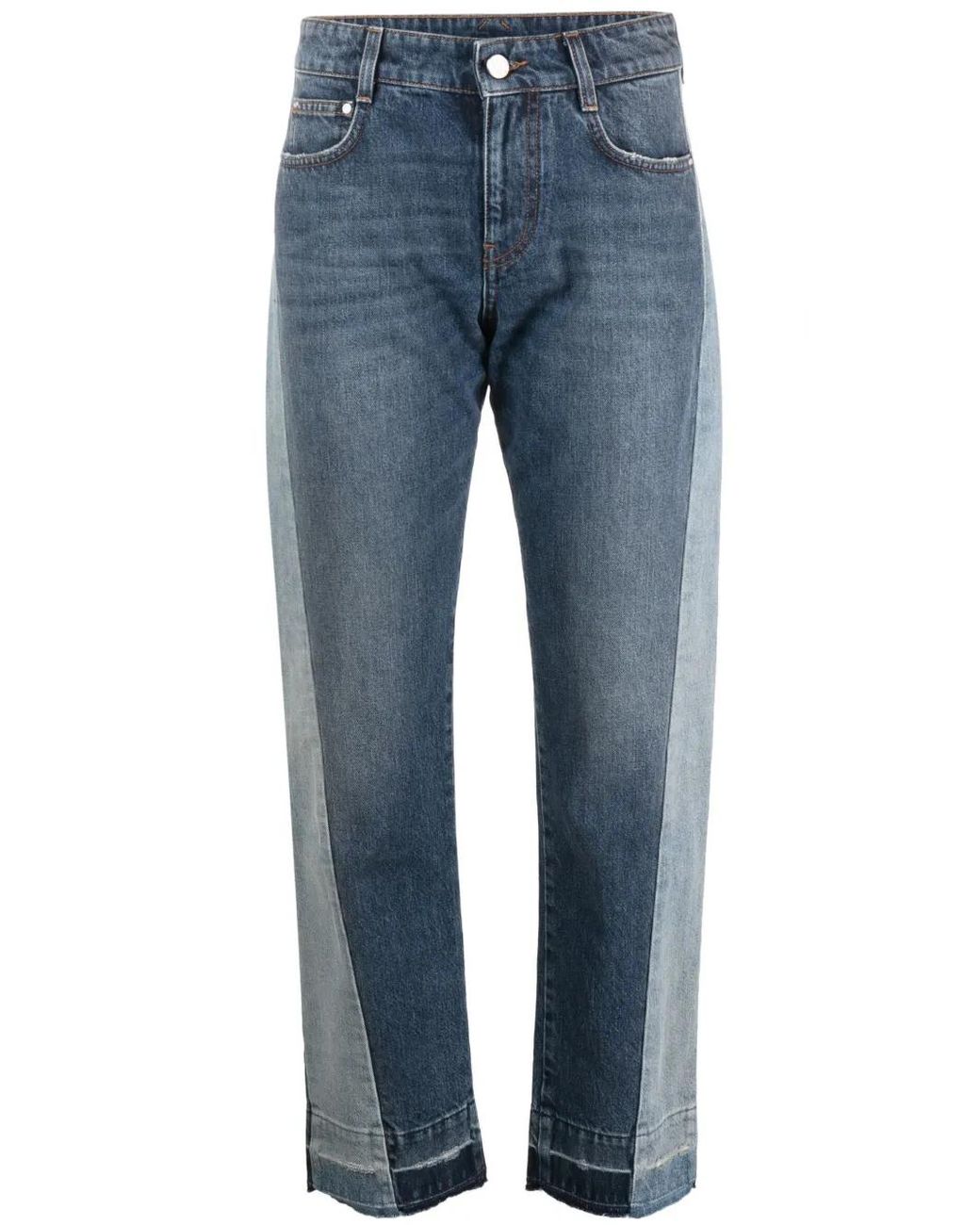Stella McCartney Blue Colour-Block Straight-Leg Jeans