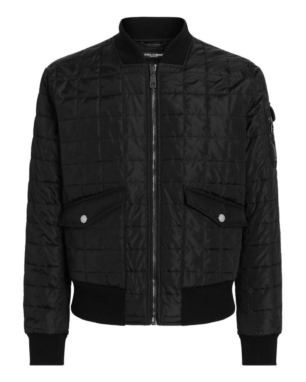 Dolce & Gabbana Jassen ,Zwart ,Wol Geribbelde Bomberjack Met Ritssluiting in het Black voor heren