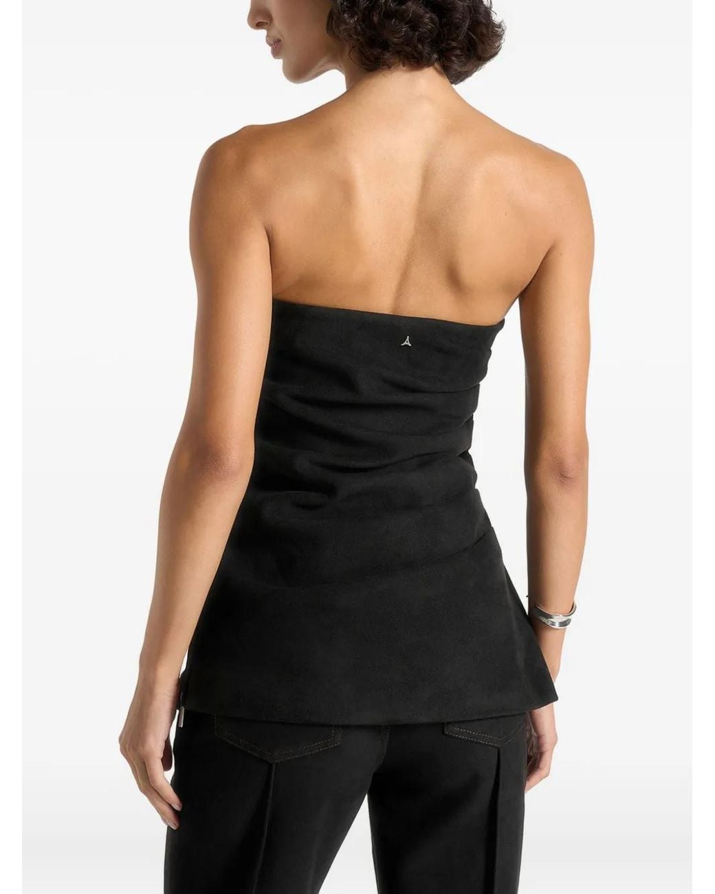 Manière De Voir Black Laurena Tacked Longline Bandeau Top