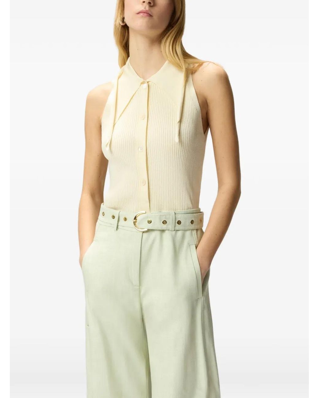 Pinko Natural Top With Bandana Knot And Buttons