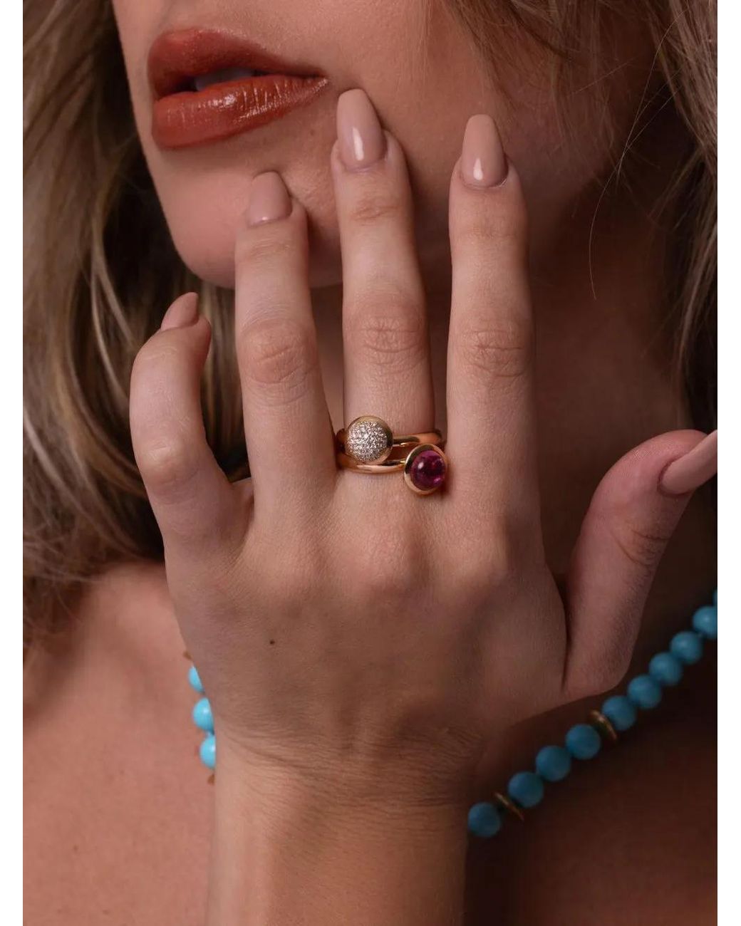Tamara Comolli Pink 18K Small Bouton Tourmaline Ring