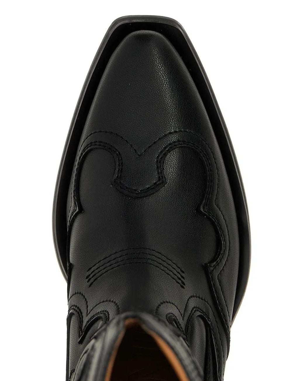 Ganni Black Embroidered Western Boots