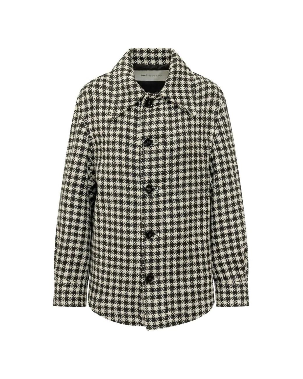 AMI White Houndstooth-Pattern Buttoned Jacket