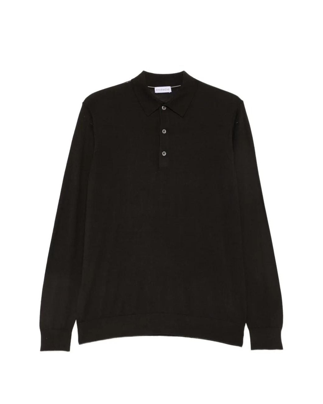 ÉPHÉMÈRE Black Long-Sleeve Polo Shirt for men