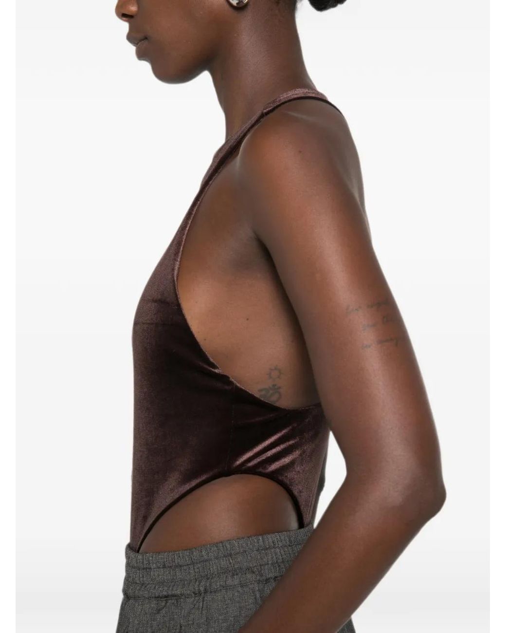 ANDAMANE Brown Fonda Halterneck Bodysuit