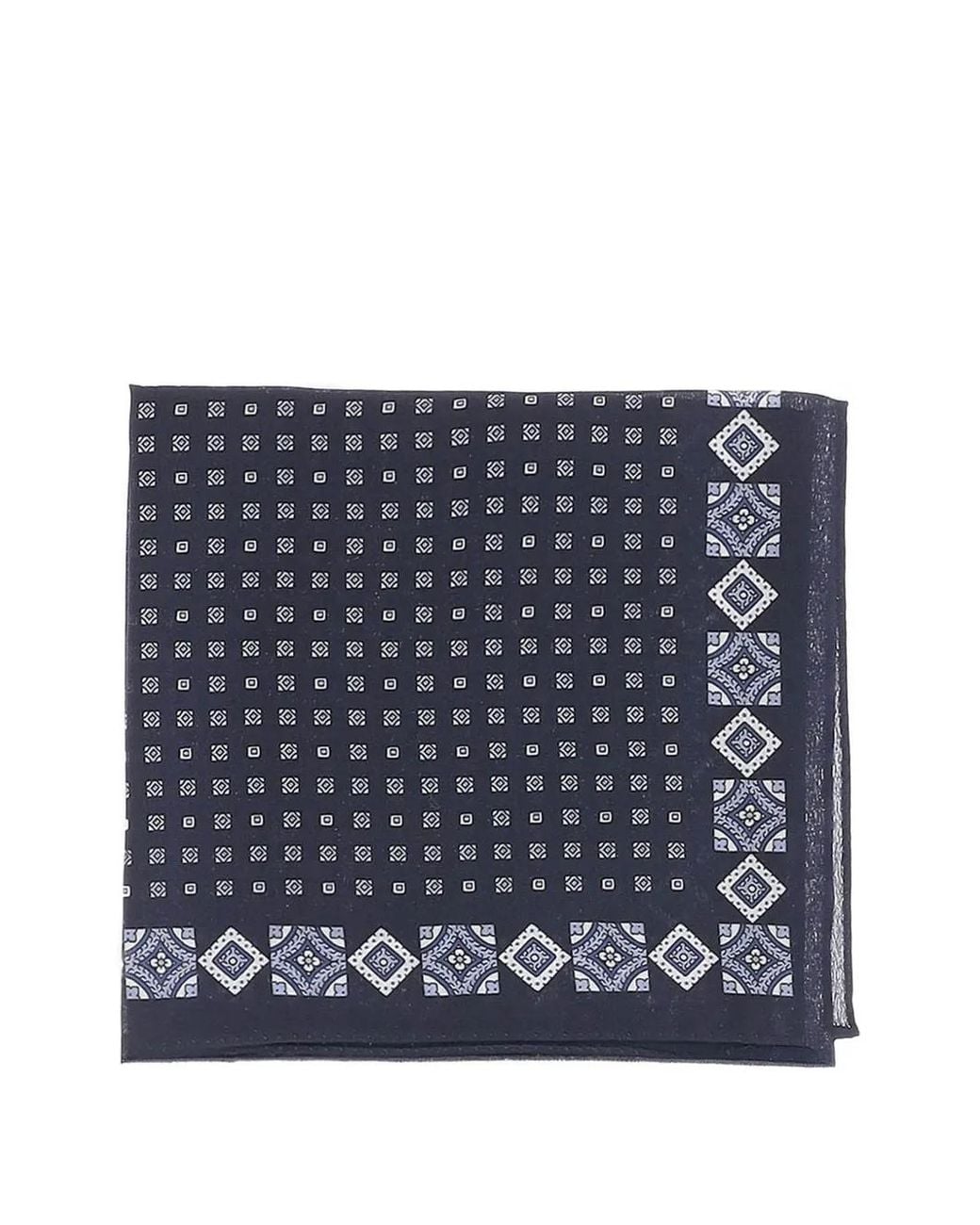 Boss Blue Geometric-Print Pocket Square for men