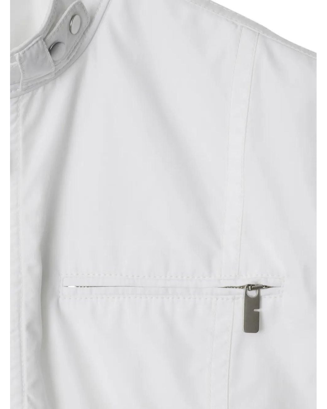 Burberry White Half-Zip Cotton Tank Top