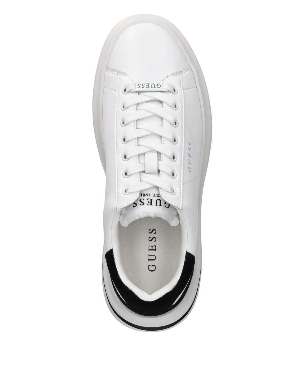 Guess White Lace-Up Panelled Sneakers for men