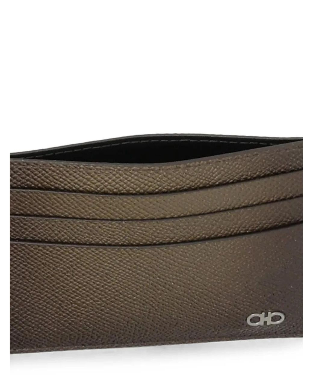 Ferragamo Brown Gancio-Plaque Card Holder for men