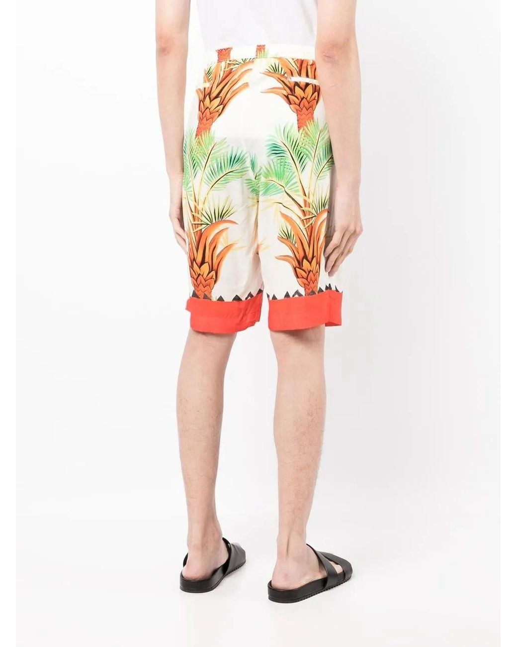 Endless Joy Multicolor Date Palm Motif-Print Bermuda Shorts for men