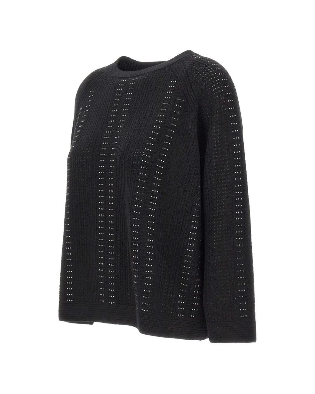 Elena Miro Black Rhinestone-Embellished Sweater