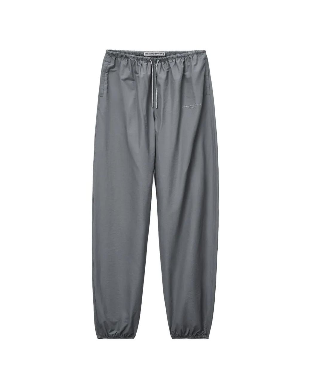 Alexander Wang Gray Crystal Hotfix Drawcord Mid-Rise Track Pant