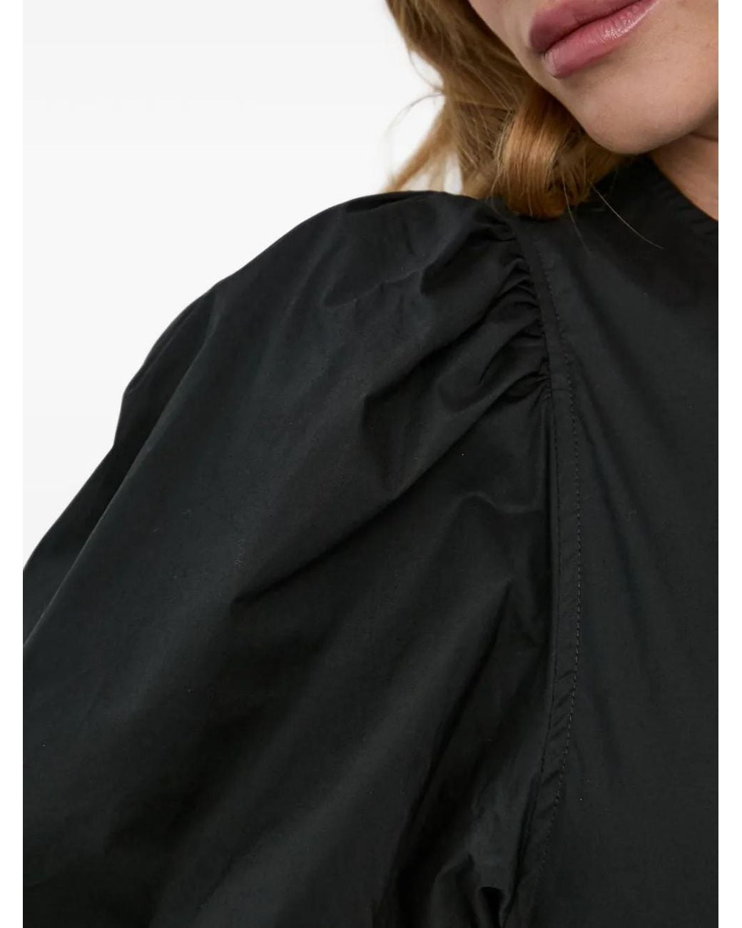 Samsøe & Samsøe Black Puff-Sleeve Midi Dress